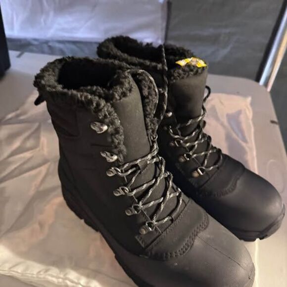 New Black Faux Fur Lined Winter Boots - Picture 7 of 10